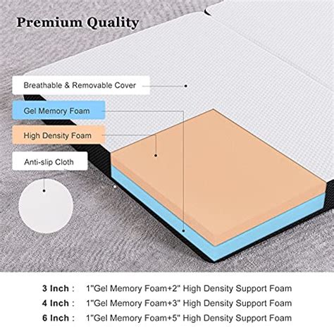 S SECRETLAND Folding Mattress Portable Tri Fold Gel Memory Foam