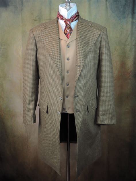 Men S Frock Coat Golden Palm And Olive Houndstooth 4763 Frontier