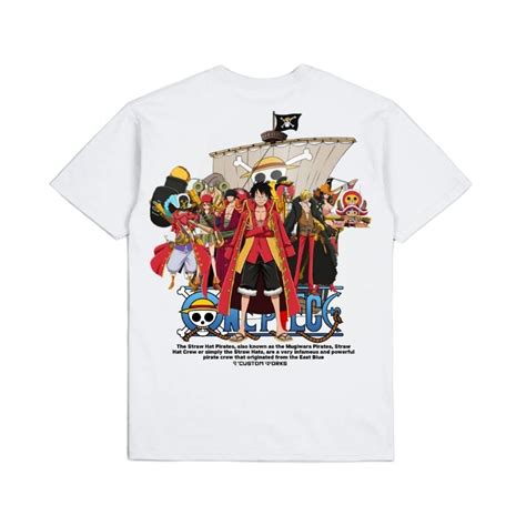 Putih One Piece T Shirt Monkey D Luffy Mugiwara Straw Hat Pirates