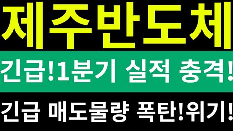 제주반도체 긴급 1분기 실적 충격 긴급 매도물량 폭탄 위기 제주반도체 물량 매도 나오기 전 대응방안 긴급공시 5분전