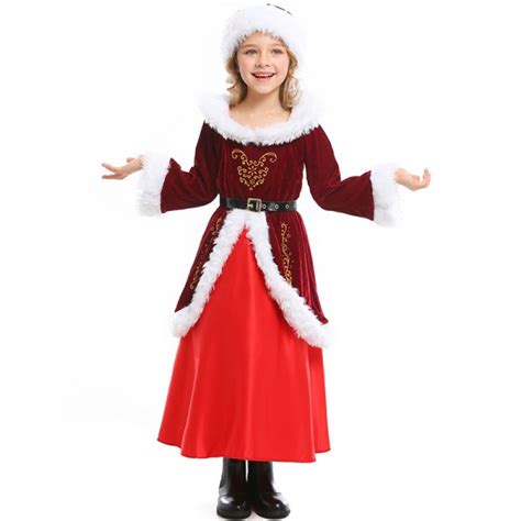 Girls Santa Dress Warm Kids Santa Costume - Pjsbuy.com