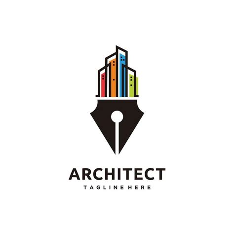 Building with pen, architect real logo design icon vector inspiration ...