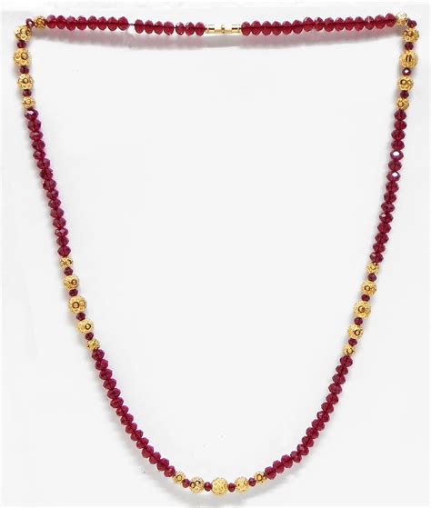 Red Crystal And Carved Gold Plated Bead Necklace Crystal Bead