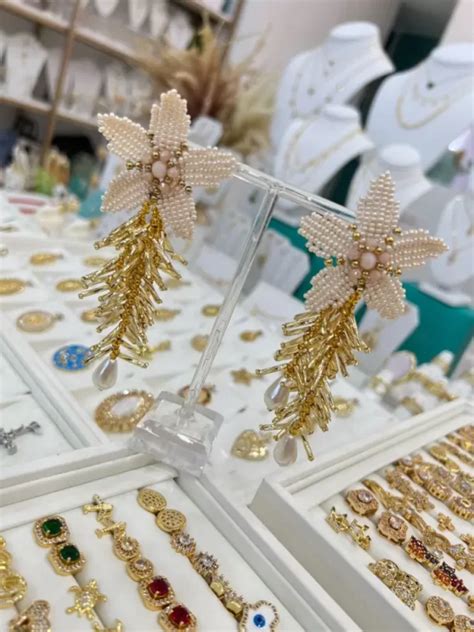 Arete Tejido Colombiano Nude Con Dorado Aguamarina