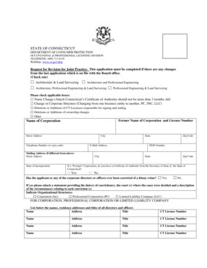 Fillable Online Cultureandtourism Joint Practice Revision Form Ct Gov