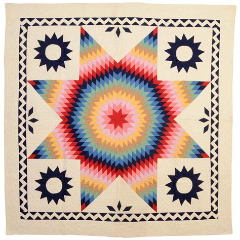 Lone Star Quilt with ZigZag Border at 1stDibs