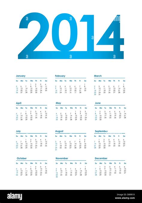 2014 Calendar Vector Eps10 Illustration Stock Photo Alamy