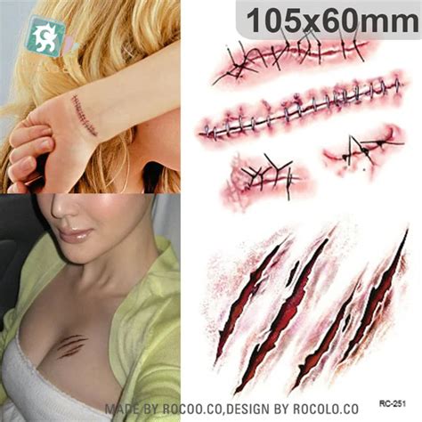 Body Art Waterproof Temporary Tattoos For Men And Women Scar Wound