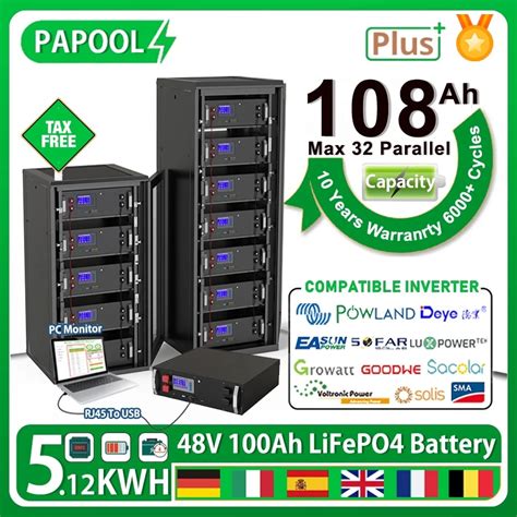 48v 100ah 200ah Lifepo4 Battery Pack 512v 512kw 6000 Cycles 32