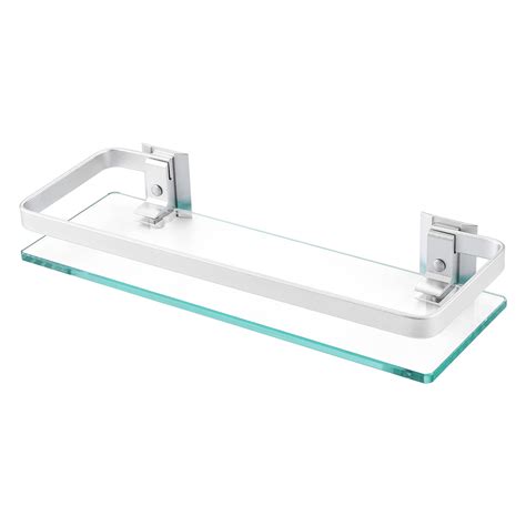 Buy Kes Aluminum Bathroom Glass Shelf Tempered Glass Rectangular 1 Tier Extra Thick Silver Sand