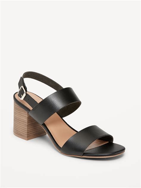 Faux Leather Strappy Block Heel Sandals Old Navy