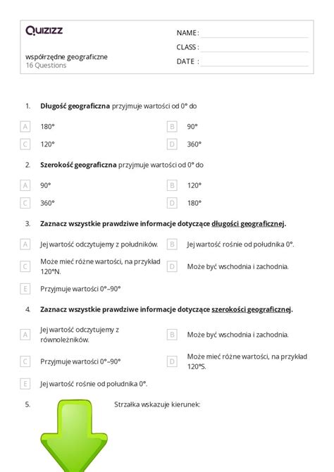 Ponad Szeroko I D Ugo Geograficzna Arkuszy Roboczych Dla Klasa