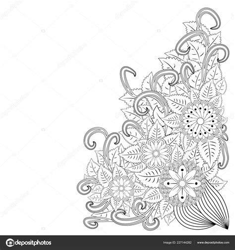 Abstract Hand Drawn Zentangle Style Frame Doodle Art Decorative Border