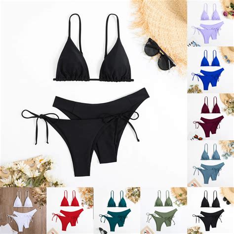 Beachwear Solid Color Brazilian Bikini For Women Piece Push Up