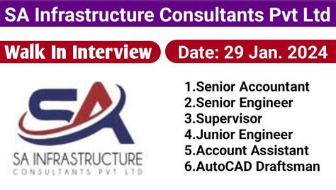 Sa Infrastructure Consultants Pvt Ltd Walk In Interview 2024 Civil Engineering Job