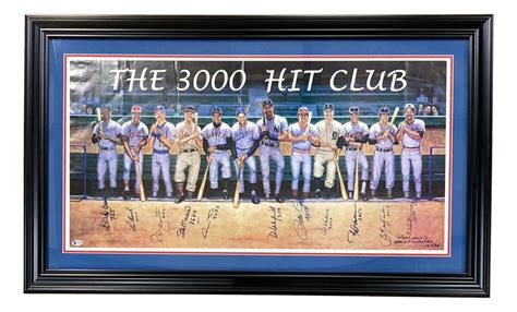 Baseball 3000 Hit Club Custom Framed Lithograph Signed By 12 With