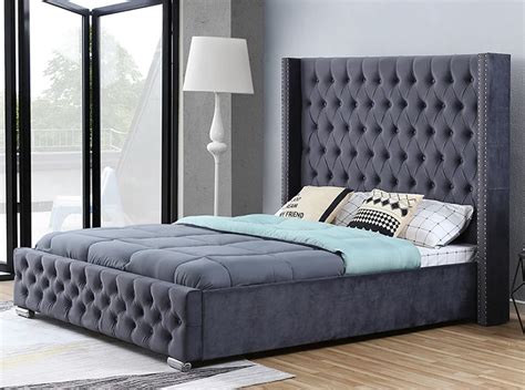 Willsoon Modern Luxury Design Wingback Bed With Buttoned Headboard