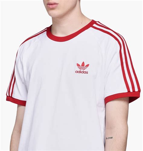 Áo Adidas Originals 3 Stripe Tee White Red DY1533