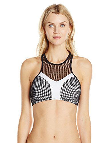 OAKLEY Womens Sport Mesh High Neck Racerback Bikini Top White Medium