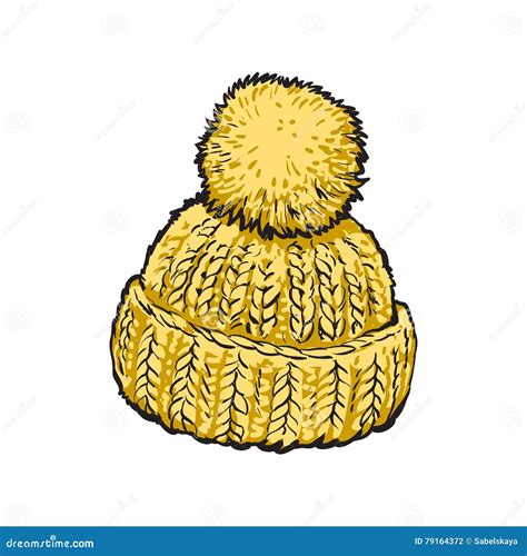 Bright Winter Knitted Hat With Pompom Stock Vector Illustration Of Color Cool 79164372