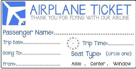 Free Printable Airplane Ticket