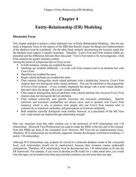 Ch Entity Relationship Modeling Notes Chapter Entity Relationship