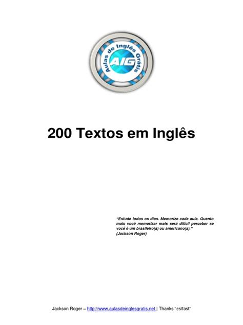 200 Textos Em Ingles Completo Pdf