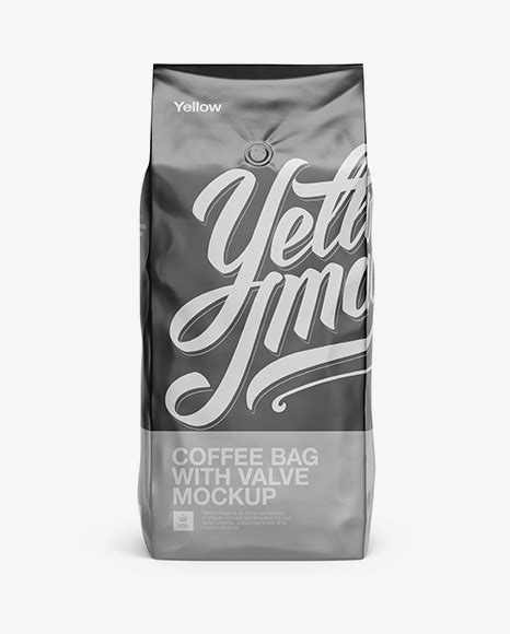 2 5 Kg Matte Metallic Coffee Bag With Valve Mockup Front View Free