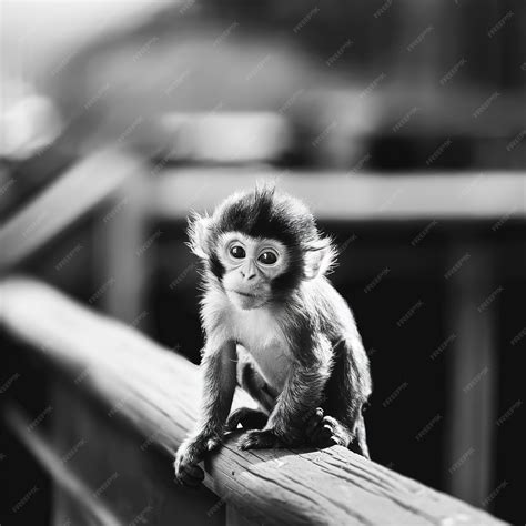 Premium Photo Selective Focus Cute Monkey Sitting