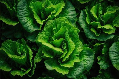 Premium Ai Image Green Lettuce Background Closeup Of Fresh Green