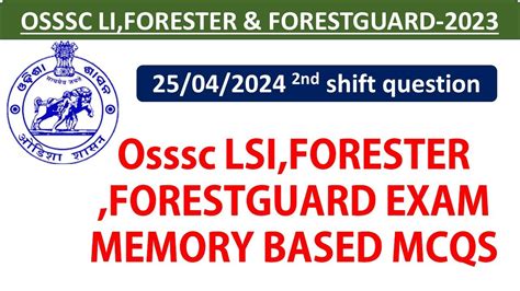 2nd Shift OSSSC CRE 2024 25 April 2024 First Shift LSI FORESTER