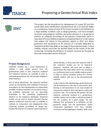 Proposing A Geotechnical Risk Index Hydrochina Itasca R D Center Cn