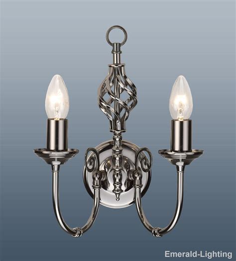 2 Arm Classic Barley Twist Wall Light Lamp Antique Brass Black Chrome Cream New Wall Lights