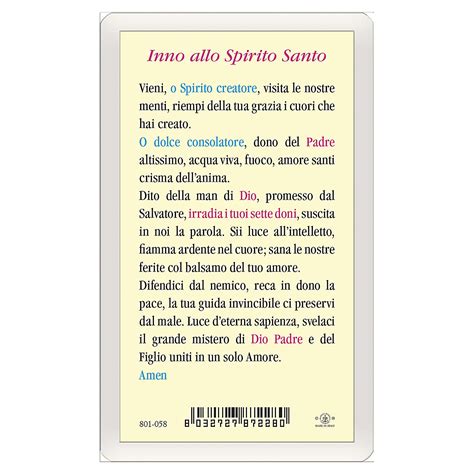 Holy card, Holy Ghost, Prayer to the Holy Spirit ITA 10x5 cm | online ...