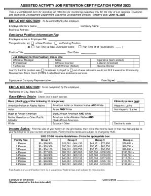 Fillable Online Assisted Activity Job Retention Certification Form 2023