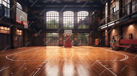 Premium Photo | A beautiful cool indoor basketball field stadium