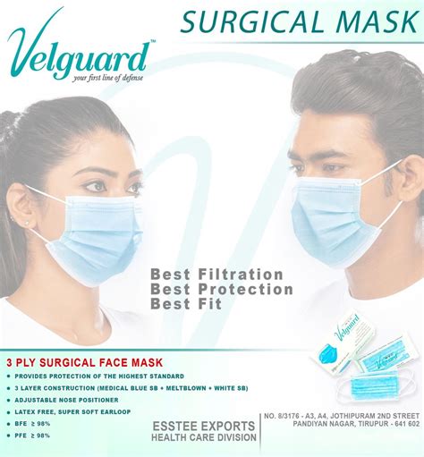 Disposable Velguard Melt Blown Filtration Ply Face Mask At Rs In