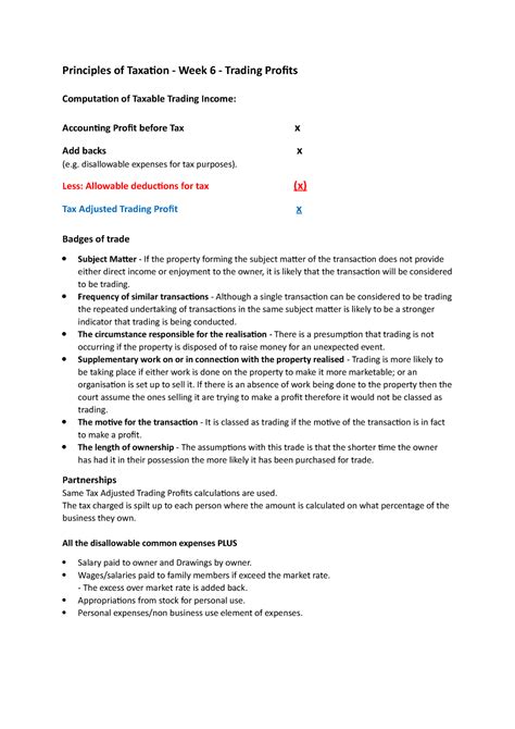 Trading Profits - Part 2 - Principles of Taxation - Week 6 - Trading