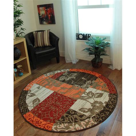 World Menagerie Round Bewdley Patchwork Machine Woven Area Rug