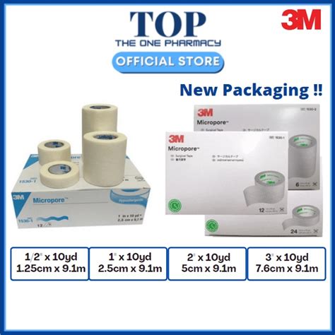 M Micropore Surgical Tape Per Box Without Dispenser Size Inch