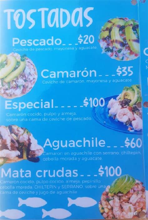 Menu at Pacífico mariscos carretita restaurant Ensenada