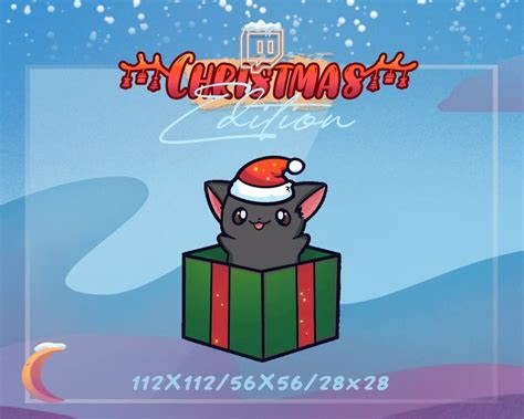 Animated Cat Santa T Christmas Emote Present Emote Christmas Xmas