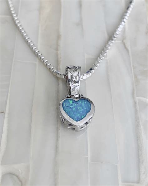 Sterling Silver Opal Heart Necklace Kandsimpressions