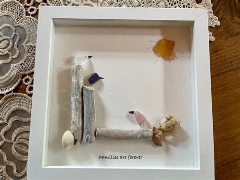 Sea Glass Pebble Art Pebble Art Flowers Gift For Her Mother Etsy