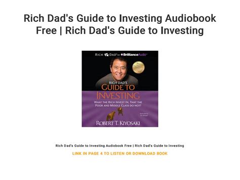 Rich Dads Guide To Investing Audiobook Free Rich Dads Guide To