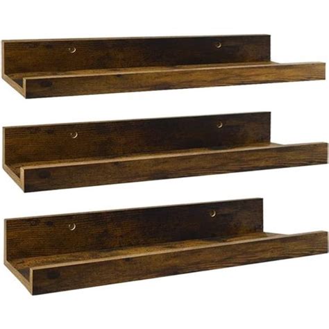 Wall Decor 16 Inch Floating Shelves Set Of 3 Rustic Wall Mounted Picture Ledge Wooden Poshmark