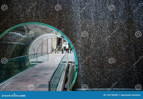 The Glass Waterfall Tunnel At Mcgraw Hill Park Editorial Image