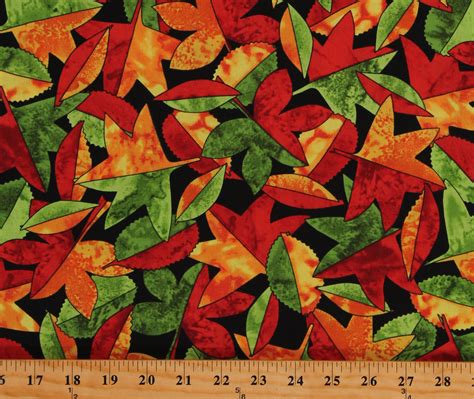 Cotton Autumn Leaves Fall Colorful Foliage Cotton Fabric Print by the ...