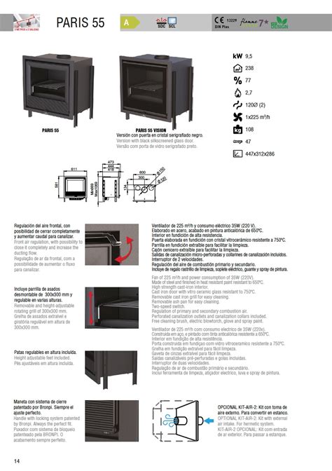 Insertable de leña Bronpi PARIS 55 9 5 kW Estufas y Calderas Mudejar