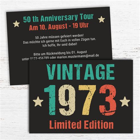 Einladung Zum 50 Geburtstag Vintage 1973 Einladungen Einladung 50